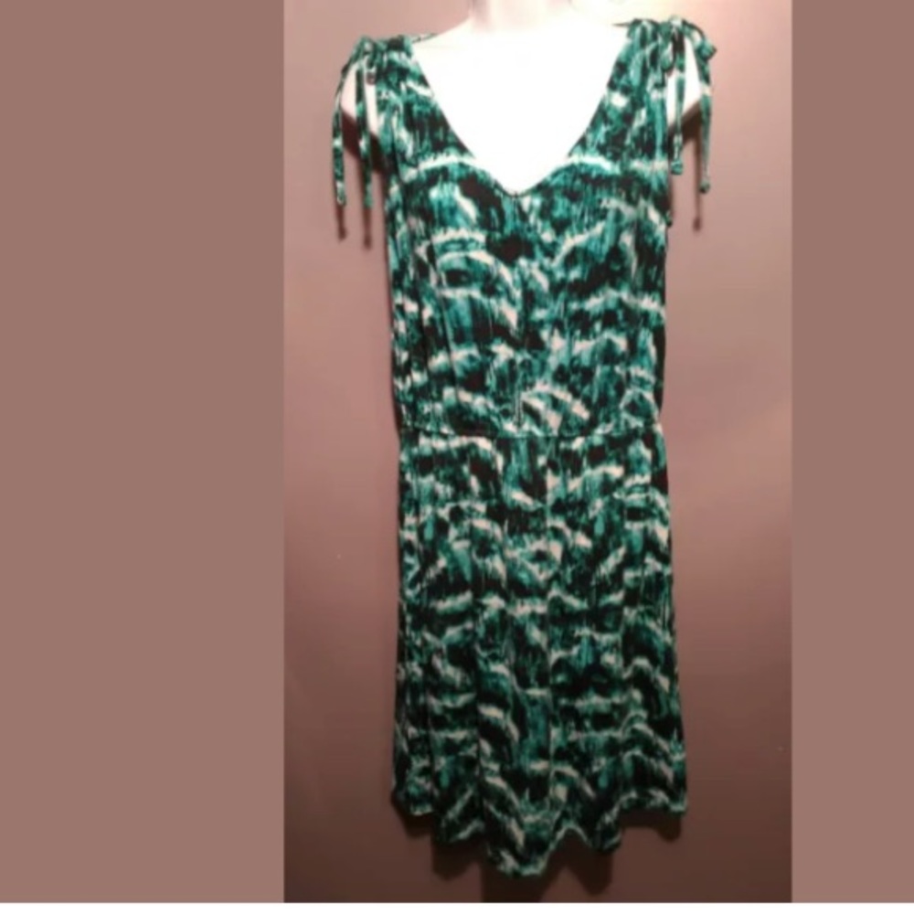 STYLE & CO Small Midi Dress Green White Tye Dyed